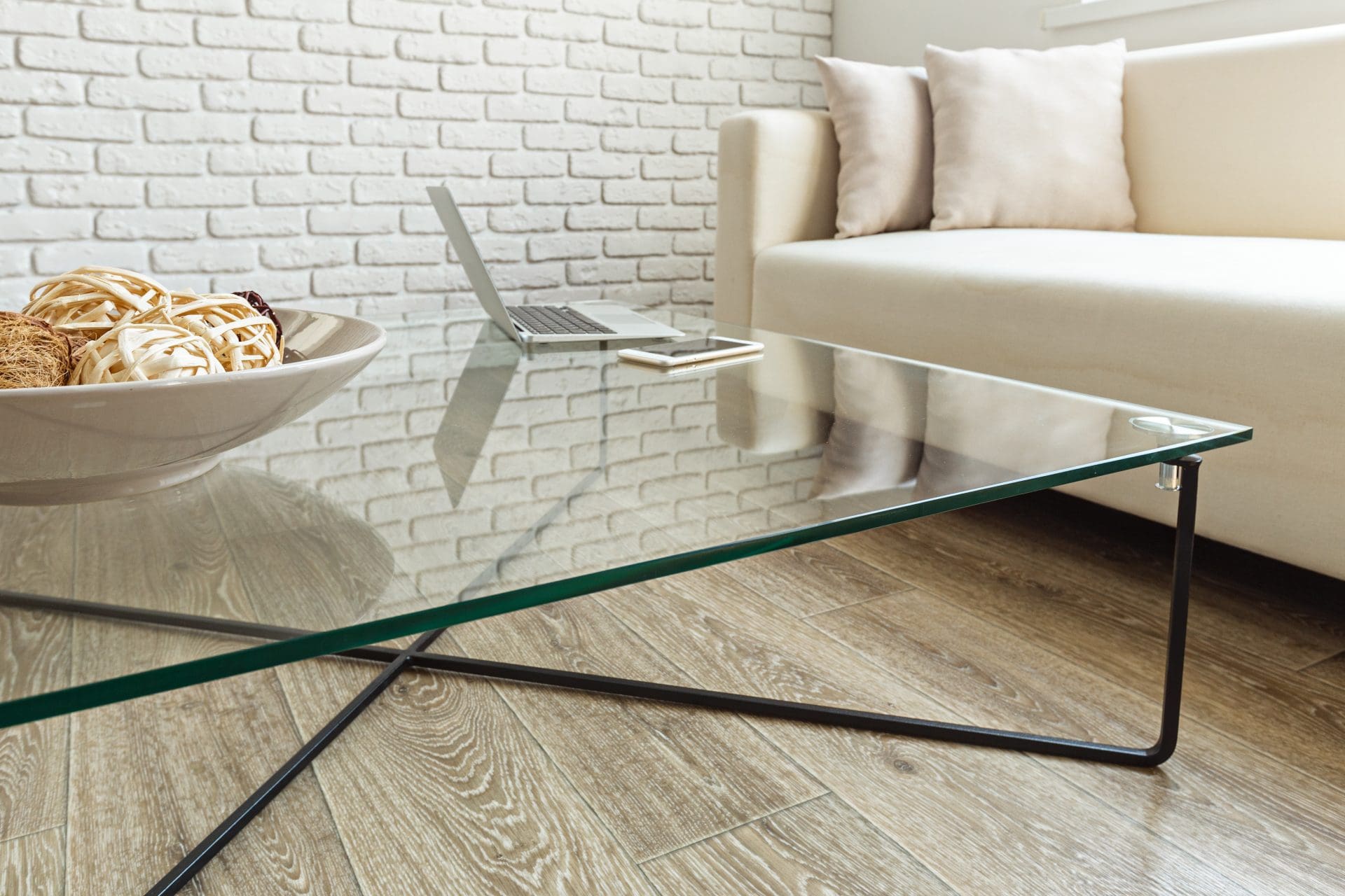 A glass tabletop in a living room | Glass Tabletops