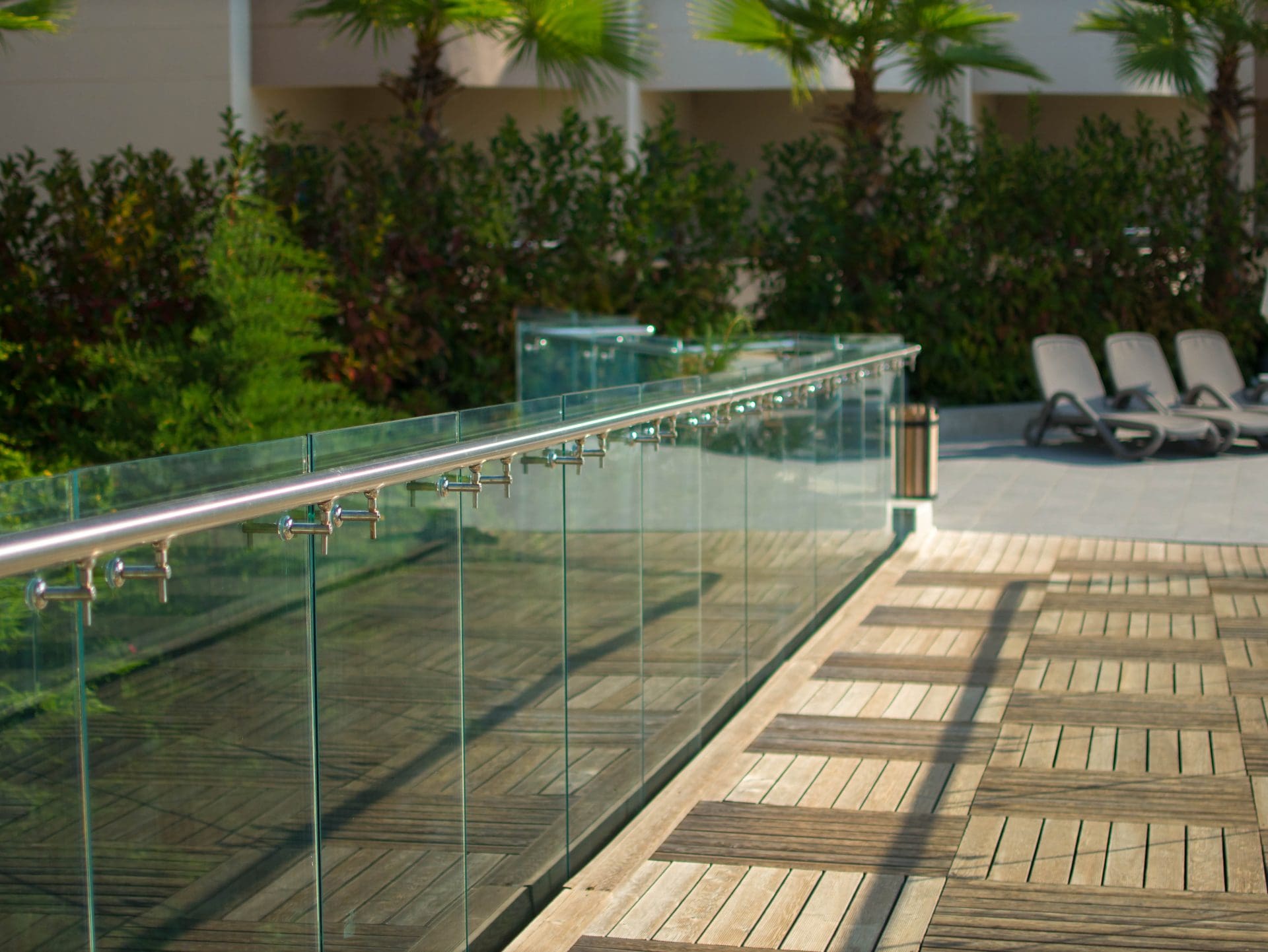 glass handrails on a bridge