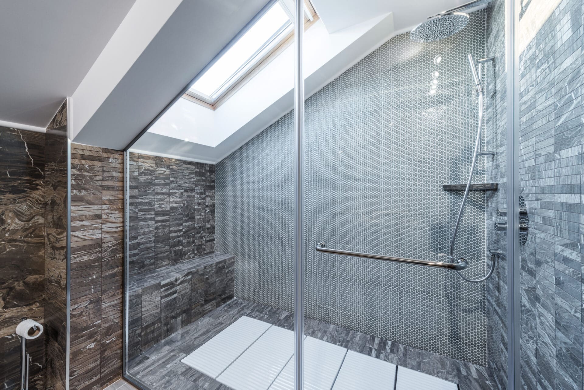 A glass shower system to upgrade a bathroom