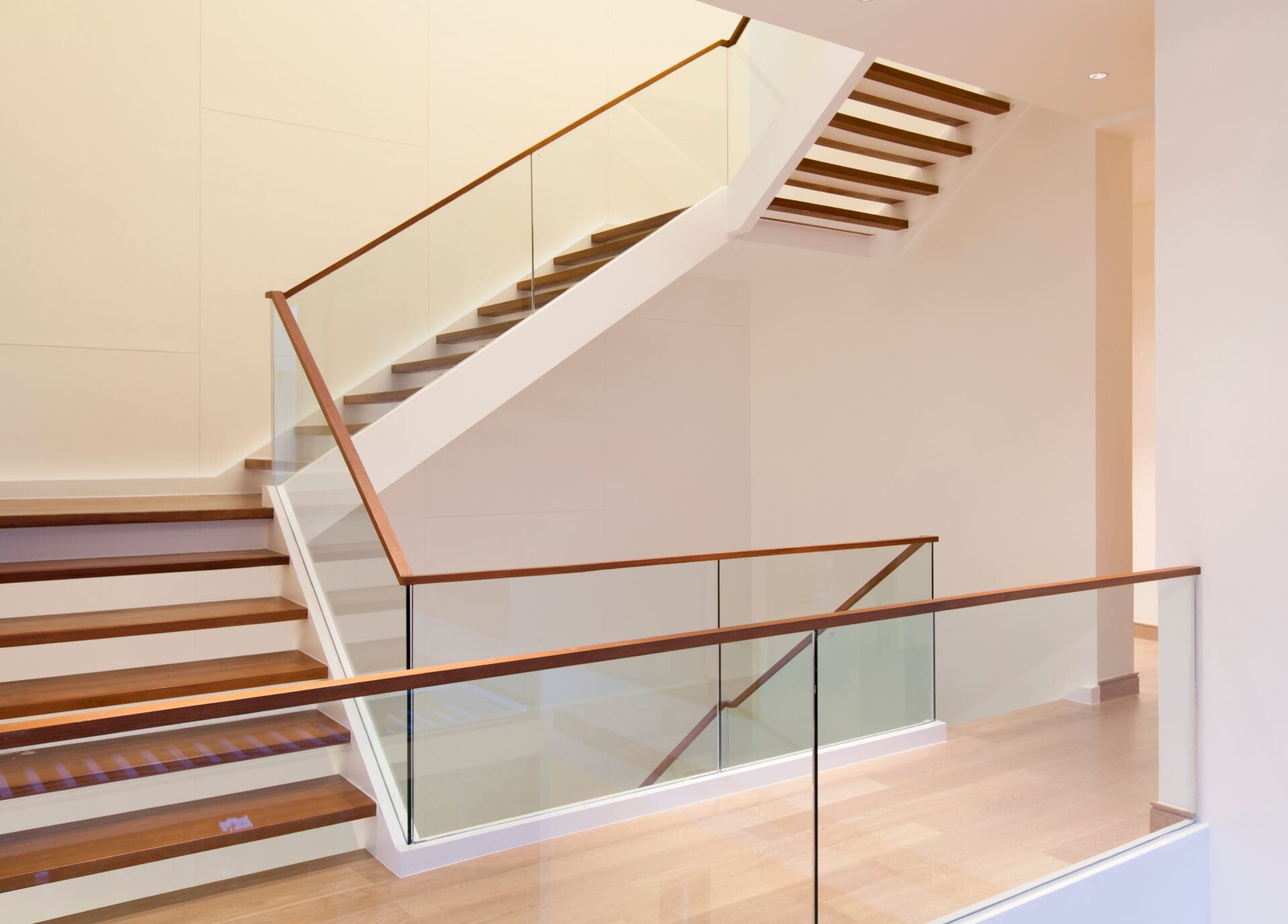 Glass railings in an office