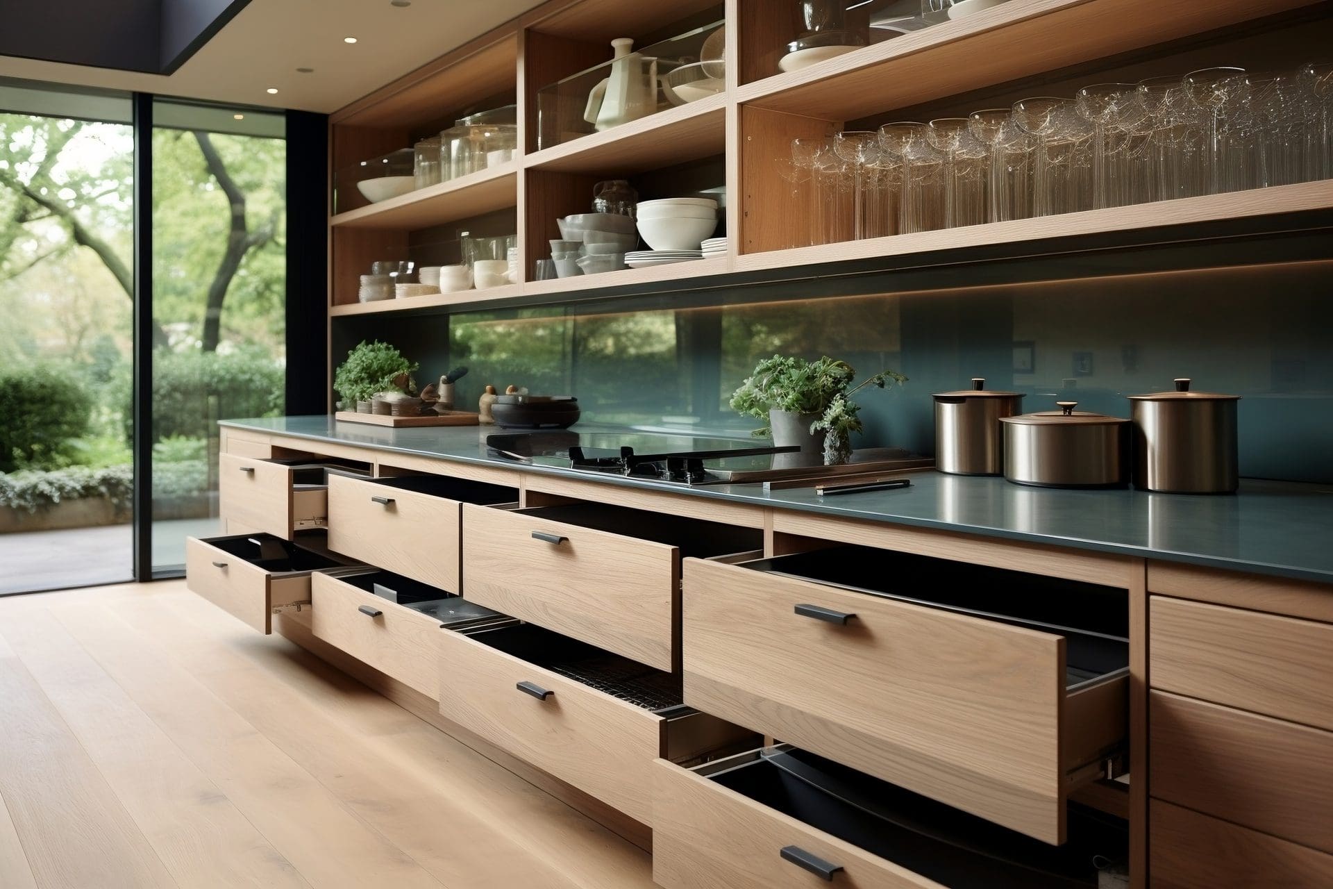 back painted glass in a modern kitchen