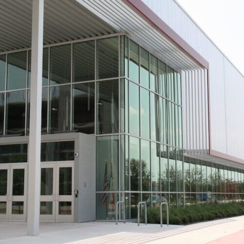 Curtain Wall Exterior Corner View | AISD Performing Arts Center | Commercial Projects | Anchor-Ventana