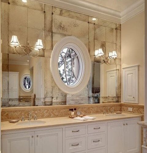 antique mirrors in bathroom