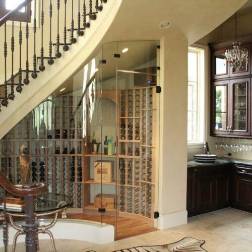 wine room under staircase