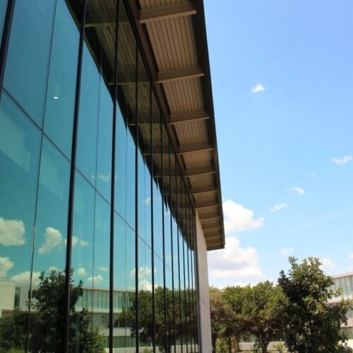 Exterior View of Curtain Wall System | Munday Library at St. Edwards University | Commercial | Anchor-Ventana