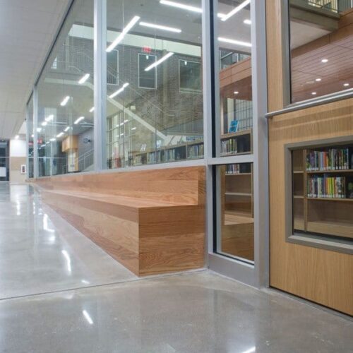 View of Interior Storefront Entrance from Low Angle | Dearing Elementary School | Commercial Projects | Anchor-Ventana