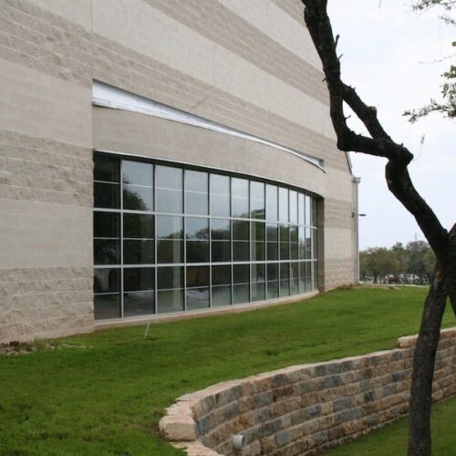 Exterior View of Curtain Wall System on Side of Church | Georgetown Church of Christ | Commercial Projects | Anchor-Ventana