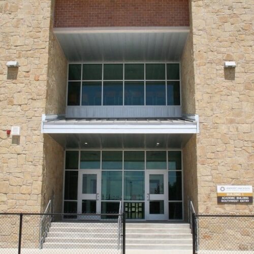 Exterior View of Storefront Entrance Doors & Windows of Building | Vandegrift High School Addition | Commercial Projects | Anchor-Ventana