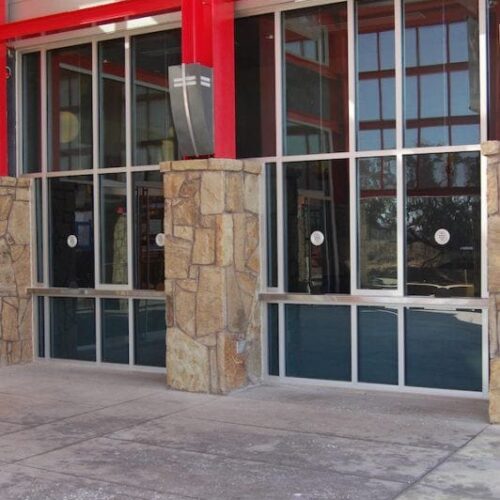 Exterior View of Building Storefront & Transaction Window | Round Rock Sports Center | Commercial Projects | Anchor-Ventana