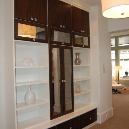 Antique Mirror Cabinet Fronts in Living Room | Cabinet Glass & Shelves Gallery | Residential Products | Anchor-Ventana Glass