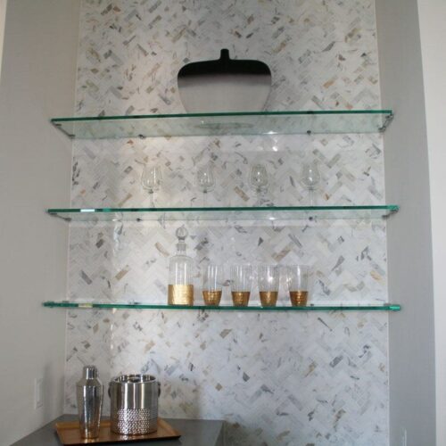 Interior Floating Glass Shelves in Nook | Cabinet Glass & Shelves Gallery | Residential Products | Anchor-Ventana Glass