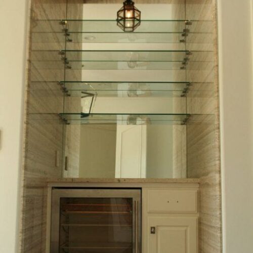 Interior Floating Glass Shelves in Nook | Cabinet Glass & Shelves Gallery | Residential Products | Anchor-Ventana Glass