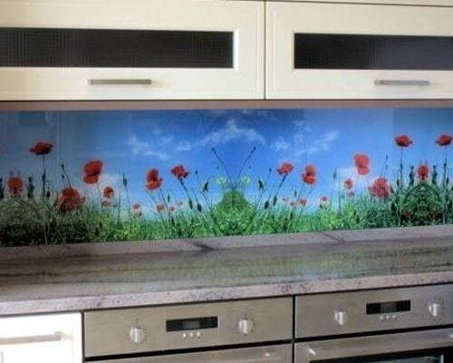 Custom Digitally Printed Glass Backsplash in Kitchen | Colored Glass Gallery | Residential Products | Anchor-Ventana Glass