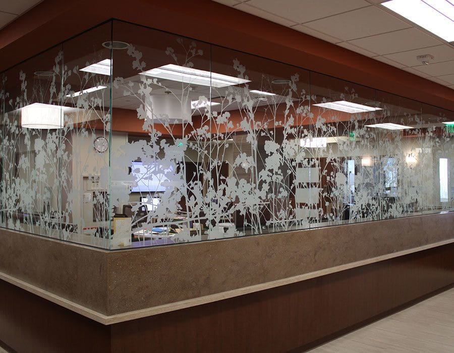 Digitally Printed Clear Glass Wall Partition in Building | Colored Glass Gallery | Residential Products | Anchor-Ventana Glass | DecoTherm