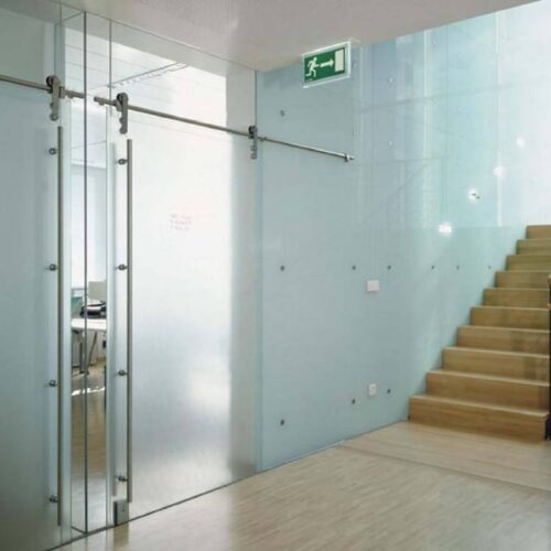 Frosted Sliding Interior Door | Entrances Gallery | Commercial Products | Anchor-Ventana Glass