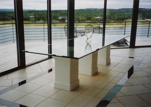 Clear Glass Table Top with Beveled Edge in Dining Room | Glass Countertops / Table Tops Gallery | Residential Products | Anchor-Ventana Glass