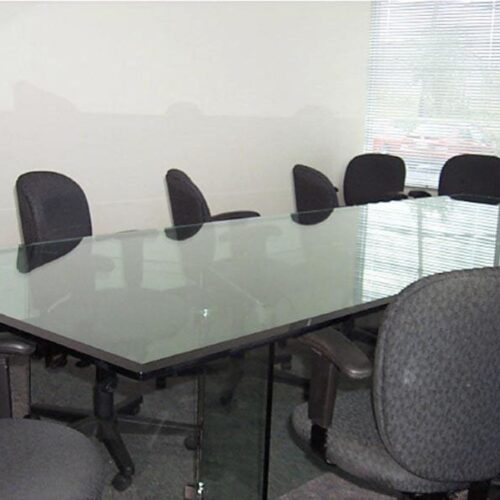 Beveled Glass Conference Table with Glass Legs | Glass Countertops / Table Tops Gallery | Residential Products | Anchor-Ventana Glass