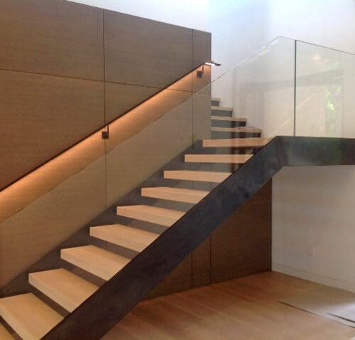 Interior Glass Handrail System on Staircase | Glass Handrail Systems | Residential Gallery | Anchor-Ventana Glass