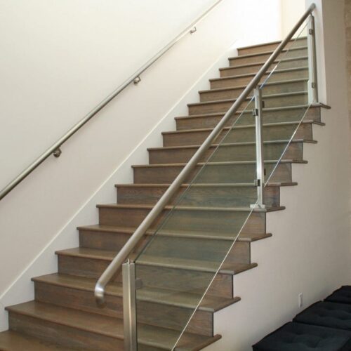 Interior Glass Handrail System on Staircase | Glass Handrail Systems | Residential Gallery | Anchor-Ventana Glass