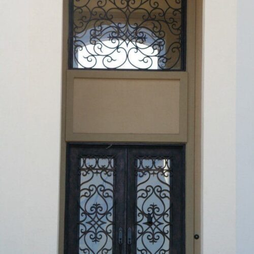 Glass Set in Wrought Iron Entry Doors & Transom | Glass Wall Systems Gallery | Residential Products | Anchor-Ventana Glass