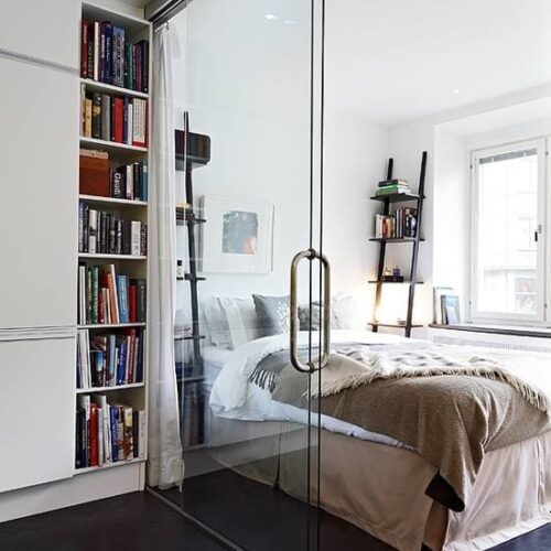 Dorma Room Divider with Sliding Door in Bedroom | Glass Wall Systems Gallery | Residential Products | Design Ideas | Anchor-Ventana Glass