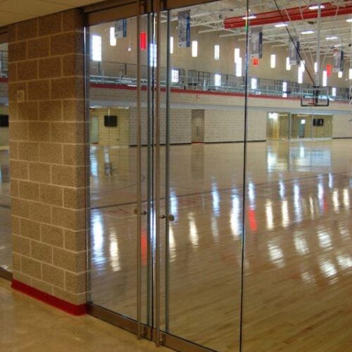 Interior View of Heavy Glass Doors | Round Rock Sports Center | Commercial Projects | Anchor-Ventana