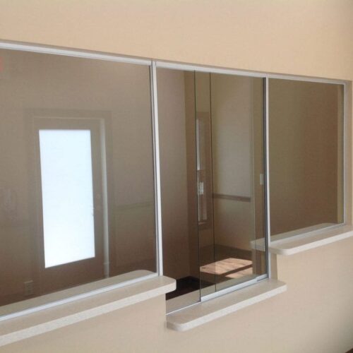 Interior View of Glass Partition | Counter Partitions & Pass-Thru Gallery | Interior Glass Products | Anchor-Ventana Glass