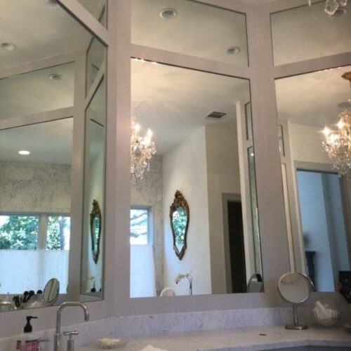 Three Way, Two Panel Frameless Vanity Mirrors in Bathroom | Mirrors Gallery | Anchor-Ventana Glass