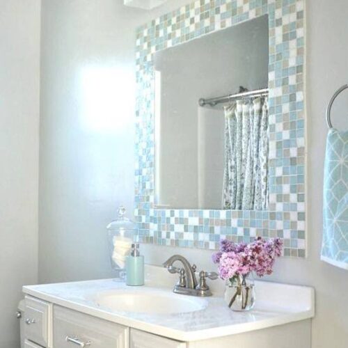 Vanity Mirror Set in Tile Frame in Bathroom | Mirrors Gallery | Anchor-Ventana Glass