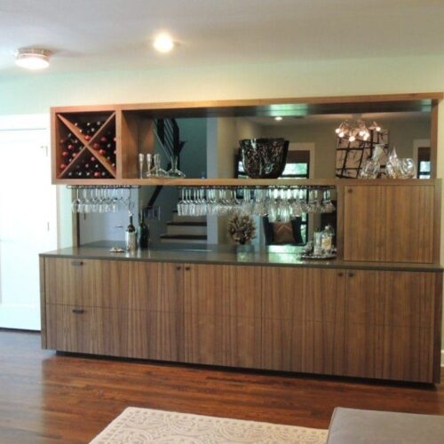 Mirror Backing in Bar Cabinet in Den | Mirrors Gallery | Anchor-Ventana Glass