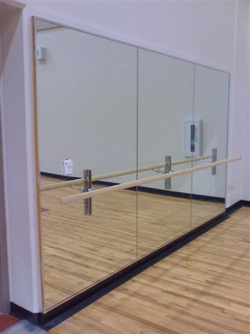 Frameless Mirror Wall in Ballet Studio | Mirrors Gallery | Anchor-Ventana Glass