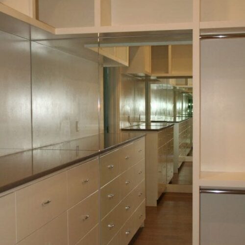 Frameless Mirror on Wall of Custom Closet Built-In | Mirrors Gallery | Anchor-Ventana Glass