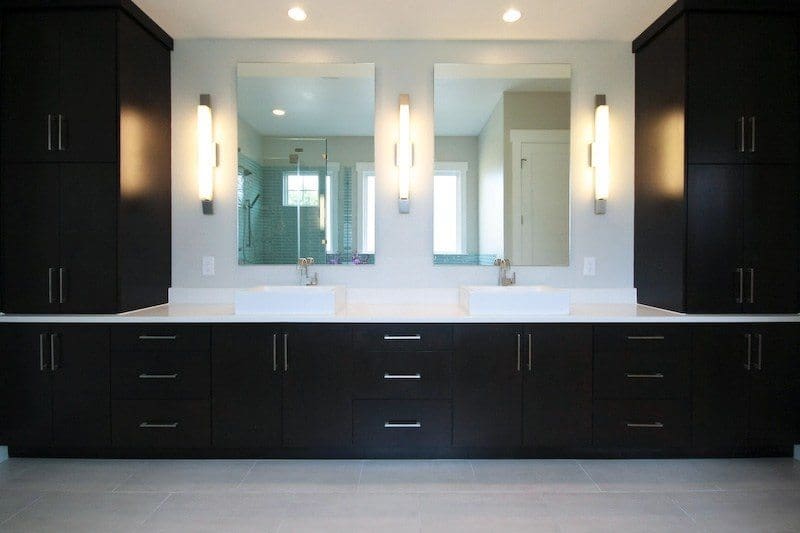 Frameless Double Vanity in Bathroom | Gallery | Anchor-Ventana Glass