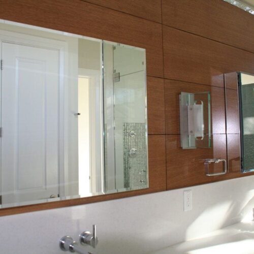 Frameless Mirrored Cabinets in Modern Bathroom | Mirrors Gallery | Anchor-Ventana Glass