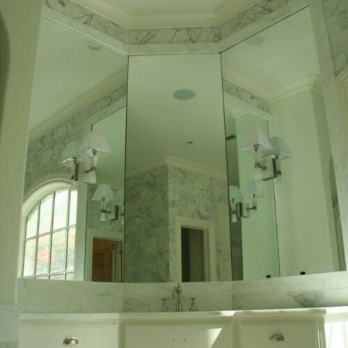 Three Frameless Mirror Panels in Bathroom | Mirrors Gallery | Anchor-Ventana Glass