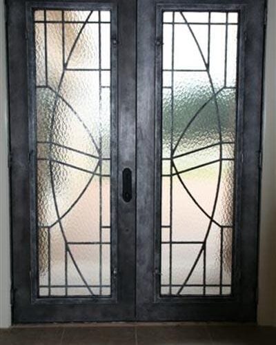 Aqua Glass Set in Wrought Iron Entry Door | Other Residential Glass | Residential Glass Gallery | Anchor-Ventana Glass