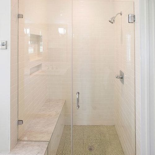 Frameless Inline Glass Shower | Shower Gallery | Anchor-Ventana Glass