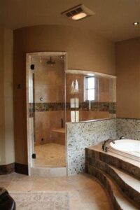  Bent Glass Frameless Shower Enclosure in Bathroom Shower | Shower Gallery | Anchor-Ventana Glass