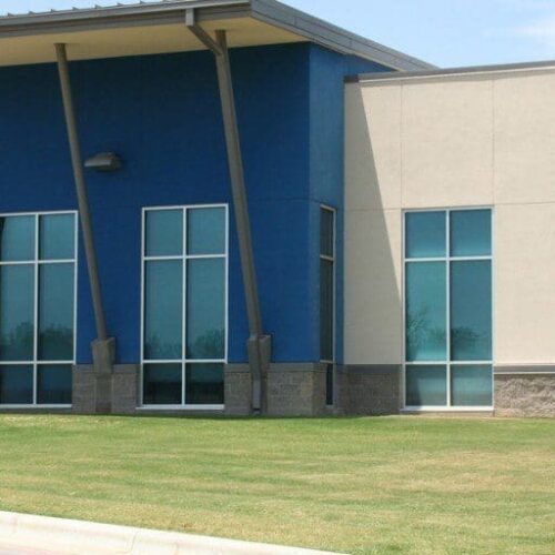 Exterior Side Angle View of Commercial Storefront and Doors | Commercial Storefronts | Commercial Products | Anchor-Ventana Glass